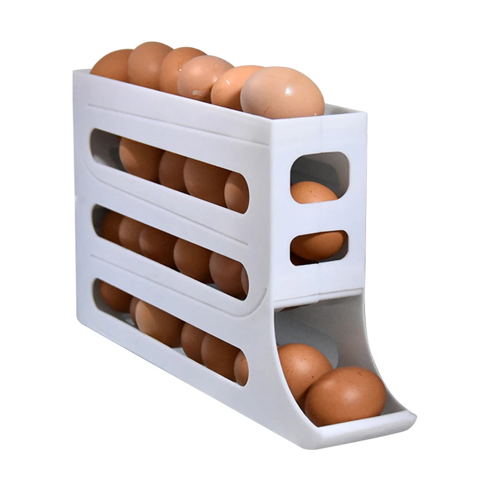 4 Layers Automatic Rolling Egg Storage Holder Fridge Eggs Storage Box Container Kitchen Organizer Refrigerator Egg Dispenser
