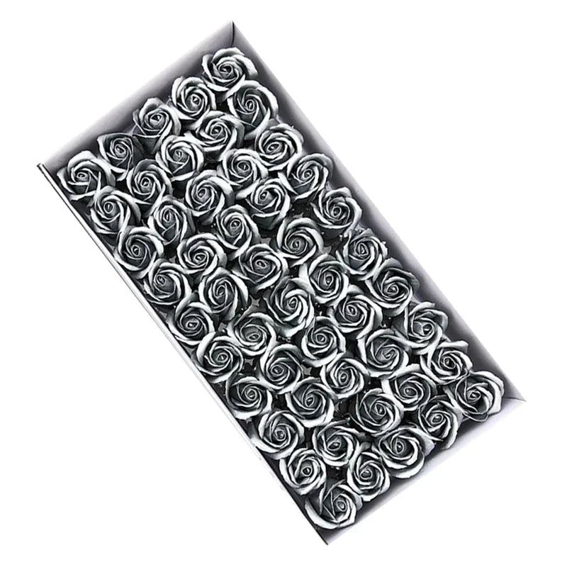 50pcs Artificial Flowers Gold /Silver Roses Fake Flowers Heads For Wedding Valentine's Day DIY Gift Bouquet Home Decoracion
