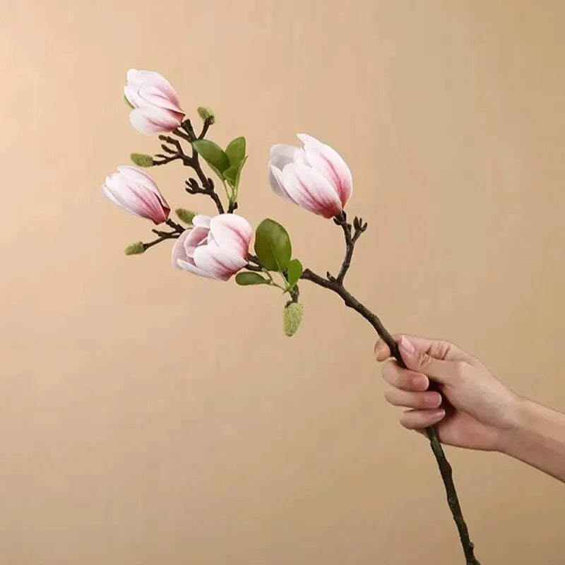 Artificial Magnolia Flower Branch For Home Living Room Decoration Fake Silk Plant Wedding Party Simulation Flower Bouquet