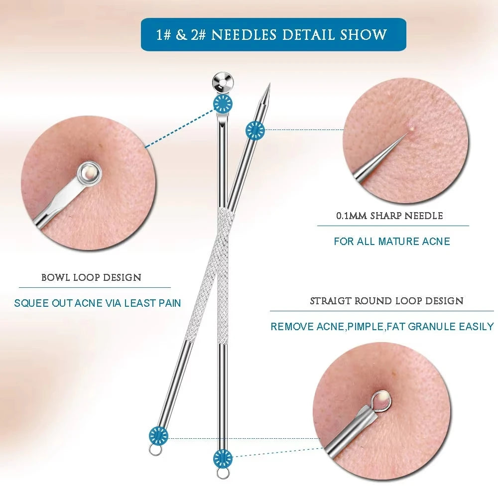 4Pcs Blackhead Remover Acne Needle Facial Cleansing Acne Extractor Remove Blackhead Pores Cleaning Tools