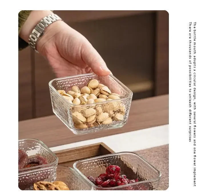 Walnut Fruit Tray Snack Tray Household Divided Dry Fruit Inventory Candy Glass Bowl Fruit Tray Water Fruit Plate
