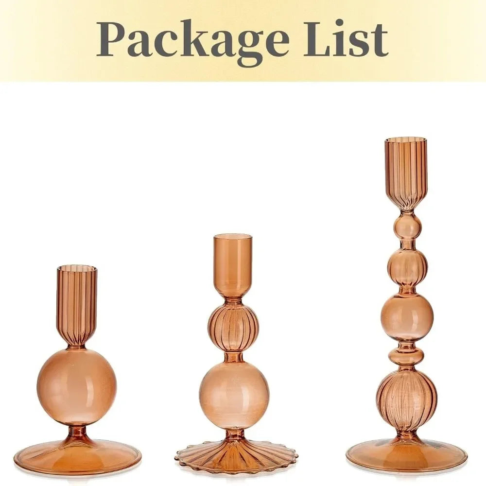 3Pcs/set Glass Candle Holders Crystal Ribbed Candlestick Romantic Wedding Candelabra Home Decor Vase Table Centerpieces Wedding