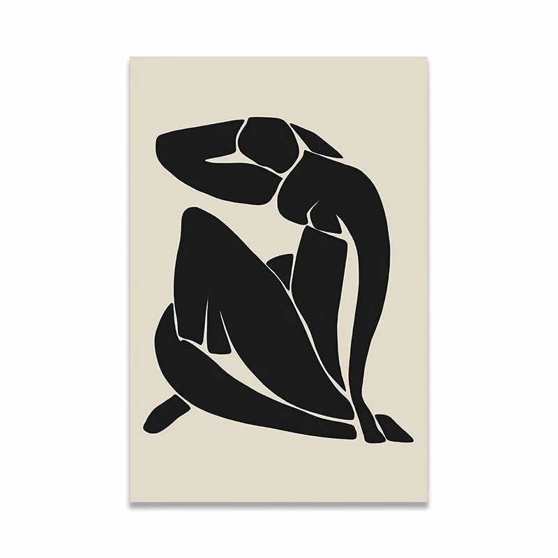 Scandinavian Minimalist Wall Art Modern Black and White Abstract Oil Painting Poster Print Home Bedroom Living Room Decoration