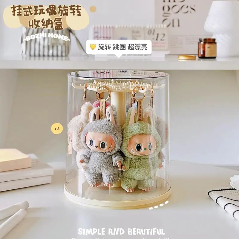 Labubu 17cm Pendant Display Box Rotary Acrylic Transparent Box Labubu Plush Doll Hand Blind Box Storage Display Rack Gift