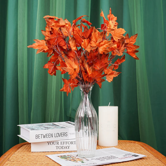 Fall Artificial Maple Leaf Flowers Bouquet for Home Room Decor Wedding Marriage Party Decoration Fake Plant Garden Vase Ornament