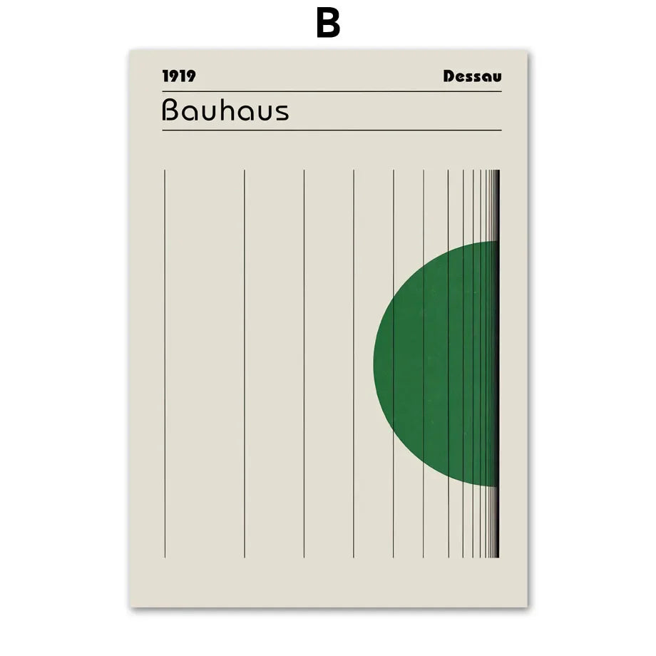 Scandinavian Modern Minimalist Wall Art Abstract Bauhaus Green Beautiful HD Canvas Poster Prints Home Bedroom Living Room Decor