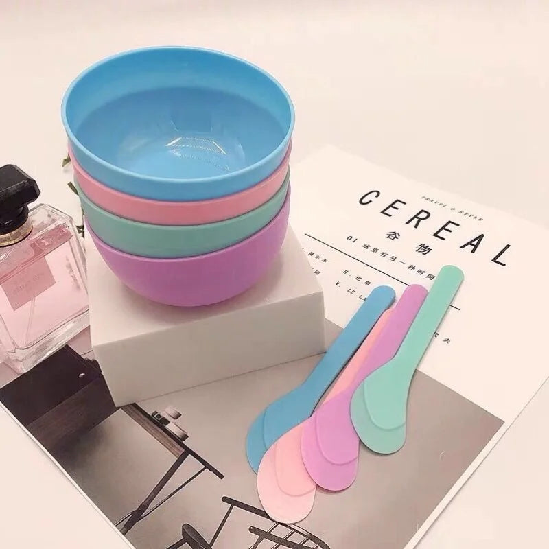 3 SET small DIY Face Masks and Mud Bowl Spoon Set Portable Beauty Tools for Homemade Essential Oil Mixing and Skin Care