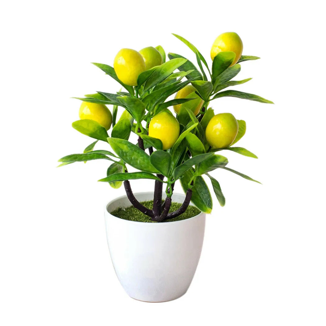 Artificial Potted Flowers Lemon Tree Fake False Plant Ornaments For Outdoor Yard Garden Home Hotel In Pot Decoration