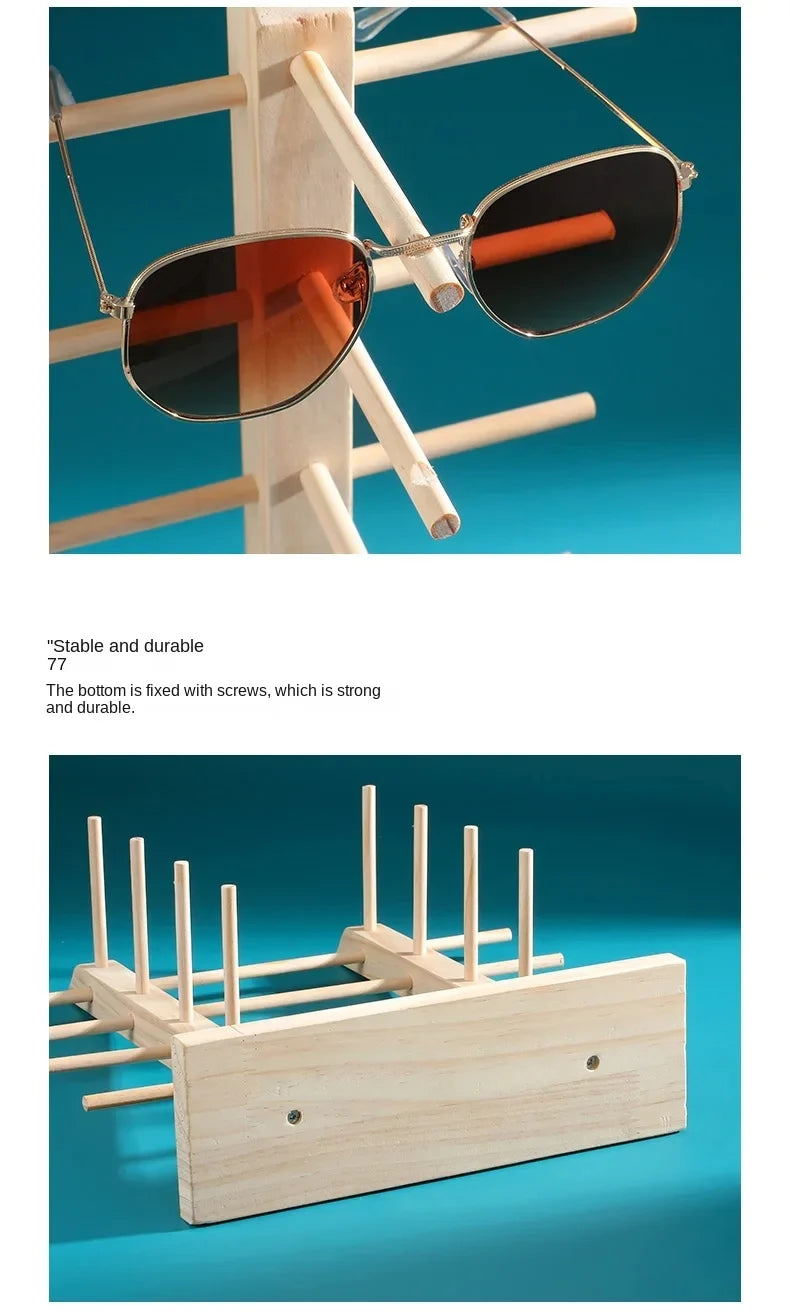 Wooden Eyeglass Storage Rack Household Sunglasses Glasses Display Rack Organizer Perforation-free Multi-functional Desktop