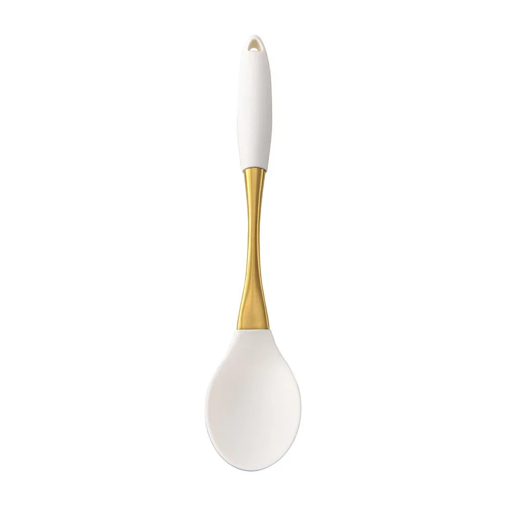 1/8Pcs White Gold Silicone Kitchenware Cooking Utensils Spatula Turner Heat-resistant Pasta Colander Shovel Kitchen Accessories