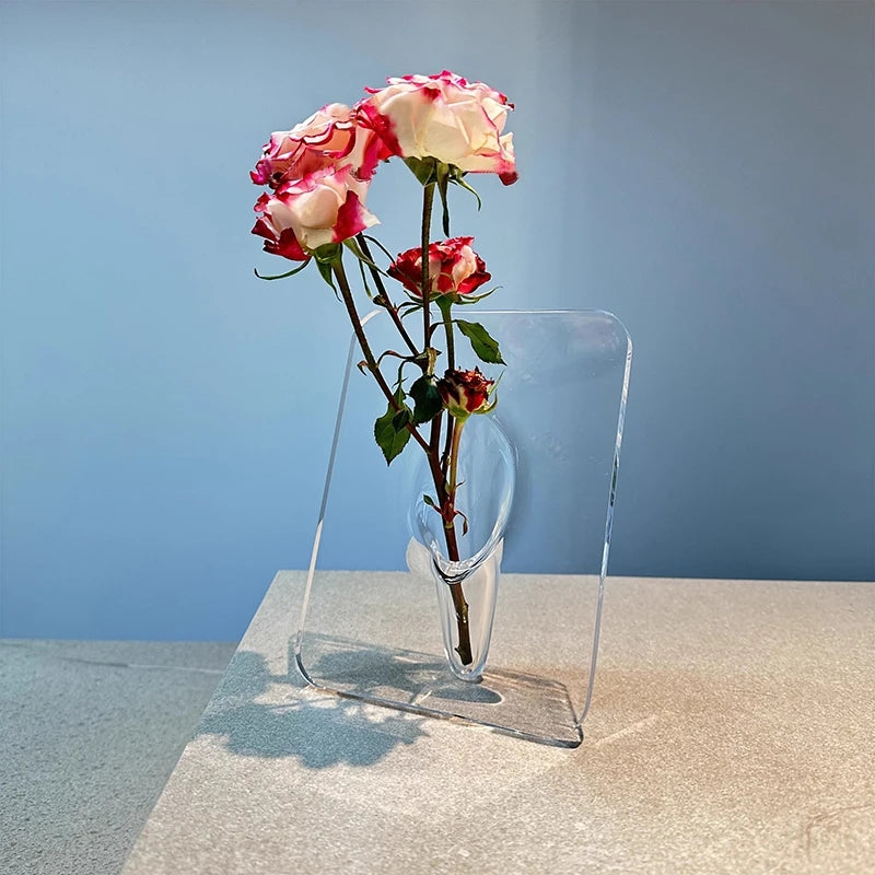 Acrylic Butterfly Frame Vase INS Modern Flower Vase Minimalist Clear Butterfly Vase Art Flower Holder Aesthetic Vase Home Decor
