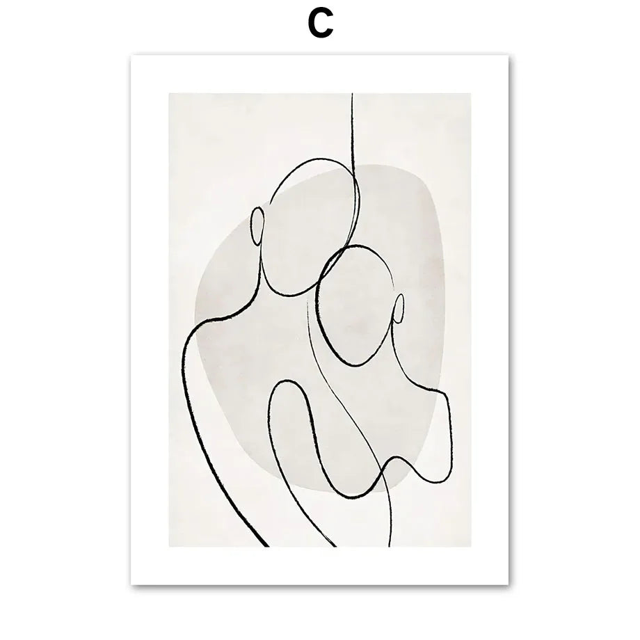 Scandinavian Minimalist Wall Art Abstract Lines Couple Woman HD Canvas Poster Prints Home Bedroom Living Room Decoration