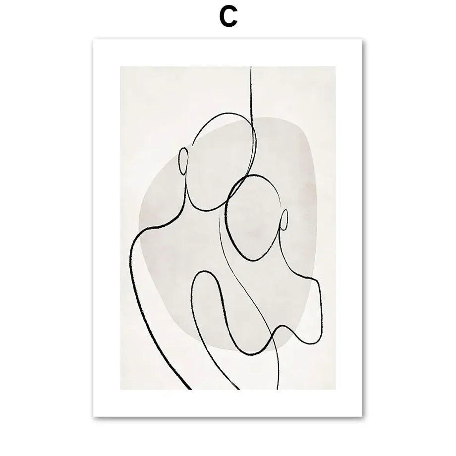 Scandinavian Minimalist Wall Art Abstract Lines Couple Woman HD Canvas Poster Prints Home Bedroom Living Room Decoration