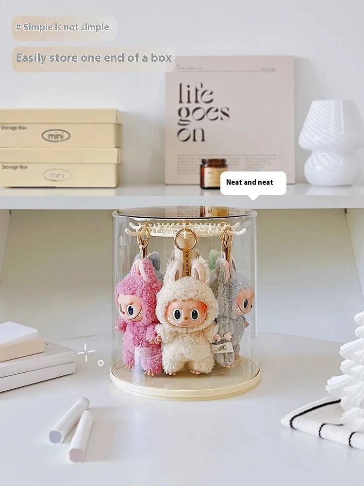 Labubu 17cm Pendant Display Box Rotary Acrylic Transparent Box Labubu Plush Doll Hand Blind Box Storage Display Rack Gift