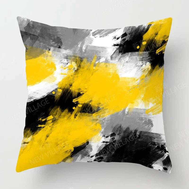 Upgrade your living room decor with a stylish geometric cushion cover in yellow and white Home Decor 45x45 40x40 50x50 60x60