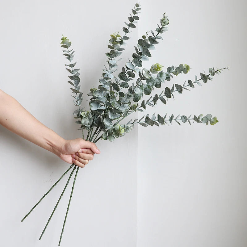 Real touch artificial eucalyptus branch leaf plants long leaf fake plants home decor dried artificial flowers wedding decoration
