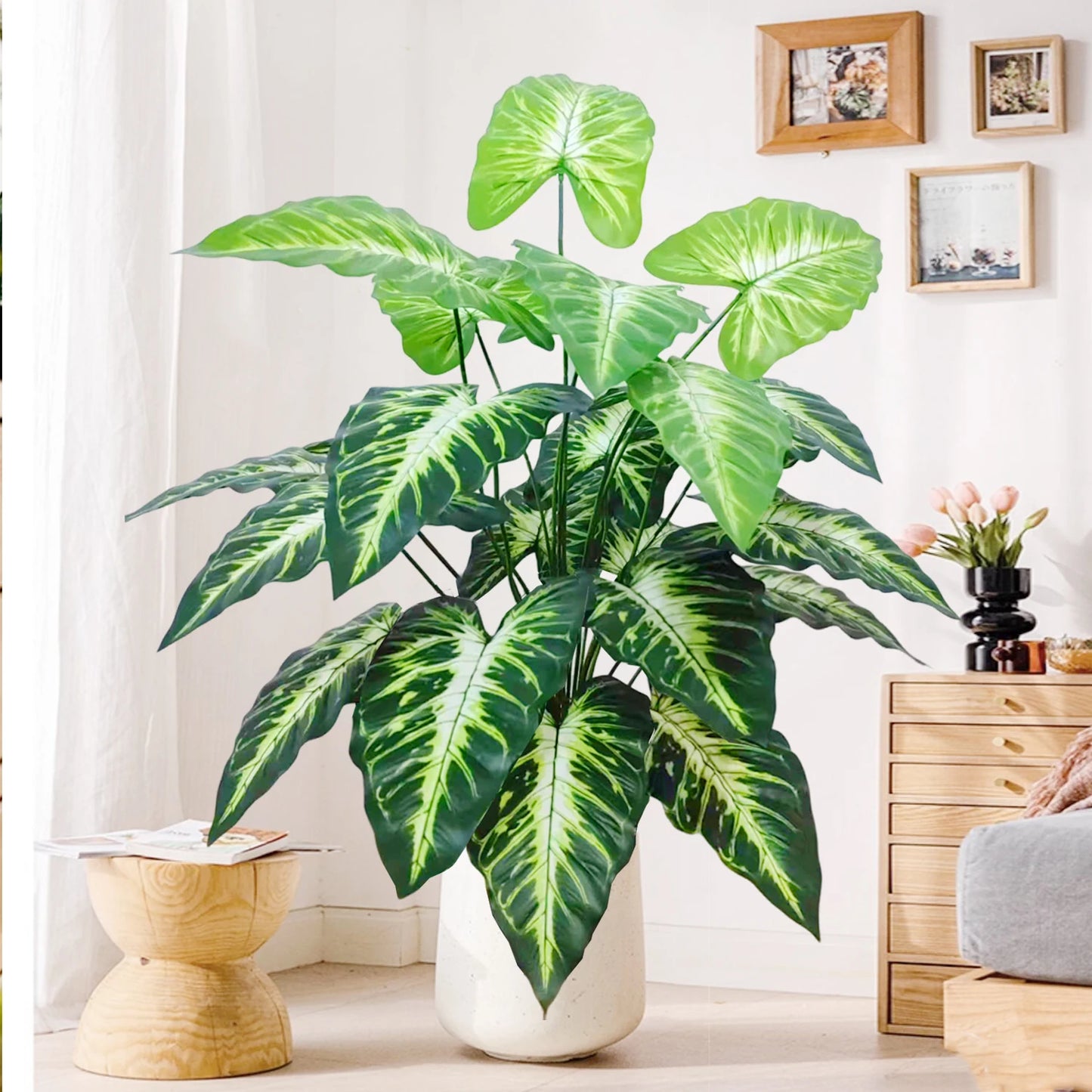 47-109cm Artificial Flowers Calla Lily Horseshoe Leaf Turtle Leaf Bobcat Leaf Fake Plant Ornamental Holiday Home Decoration