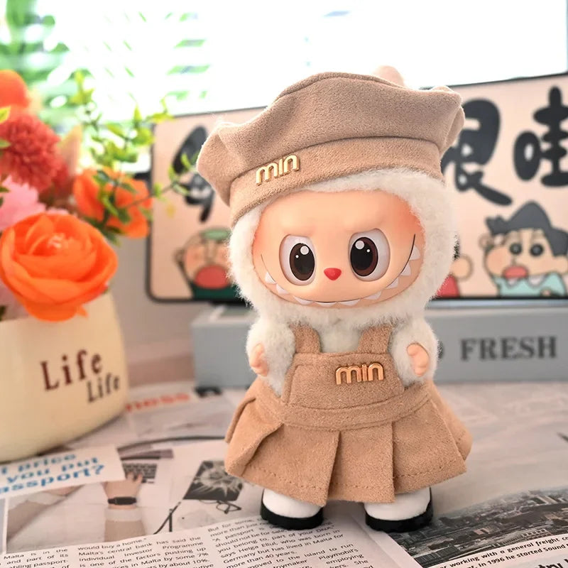 For Labubu Clothes Fashion Overalls Pleated Skirt Set Labubu Idol V1 V2 V3 Dolls Clothing Doll Accessories Blythe Clothes