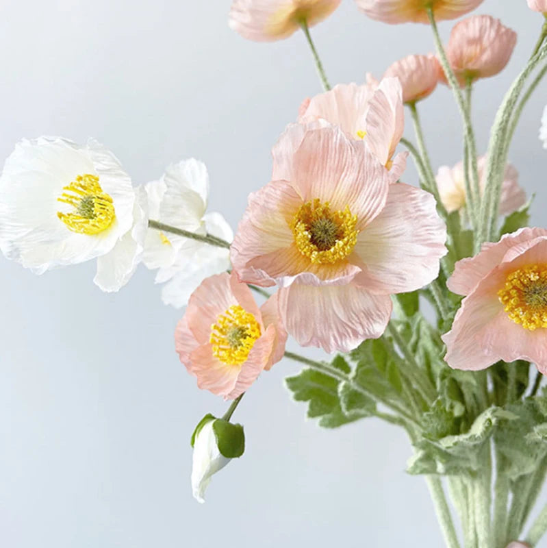 High Quality Beautiful Artificial Poppy Silk Flowers Fake Flower for Home Wedding Salon Party Luxury Decoration