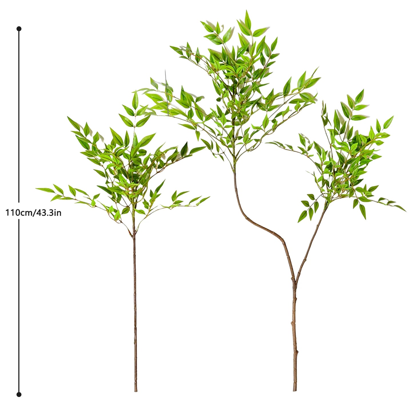 76-105-135cm/53.1in Artificial Ficus Tree Branch Fake Lacquer Tree Plastic Banyan Plants Green Tall Palm Leaves For Home Garden