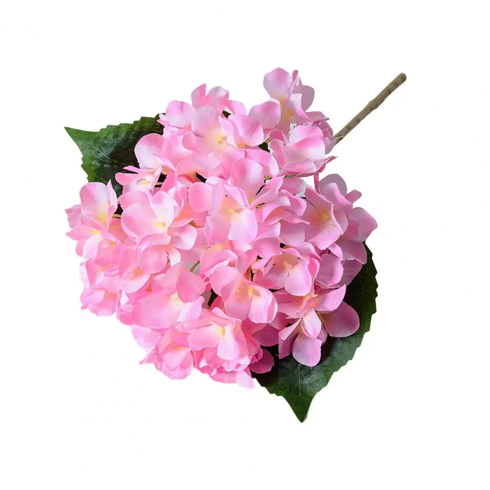 Realistic Fake Flowers Elegant Artificial Hydrangea with Green Leaves Stem for Wedding Home Decor Realistic Fake for Office