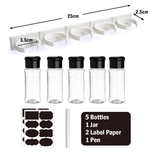 Spice Jars Seasoning Shaker Bottles Plastic Kitchen Spices Storage Condiment Jar Salt Pepper Boxes Kitchen Spice Organizer Rack