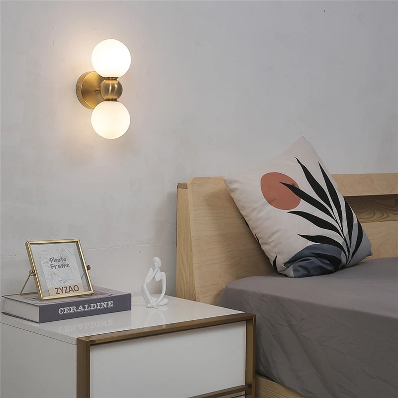 Creative Glass Ball Wall Lamps Modern Bedroom Bedside Lamp Living Room Background Wall Lights Home Decoration Lighting Fixtures
