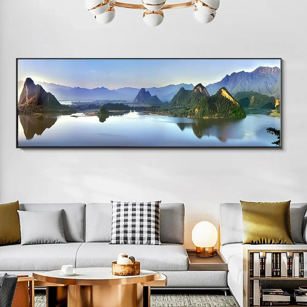 Modern, Minimalist, Wall Art, Landscape Seaside Goldenwood Bridge, Canvas Print Poster, Home Living Room Backdrop Decoration