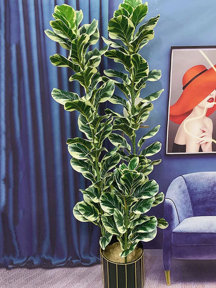 35-150cm Tropical Tree Artificial Rubber Tree Fake Tree Artificial Plants Faux Banyan Tree for Home Garden Room Shop Decor