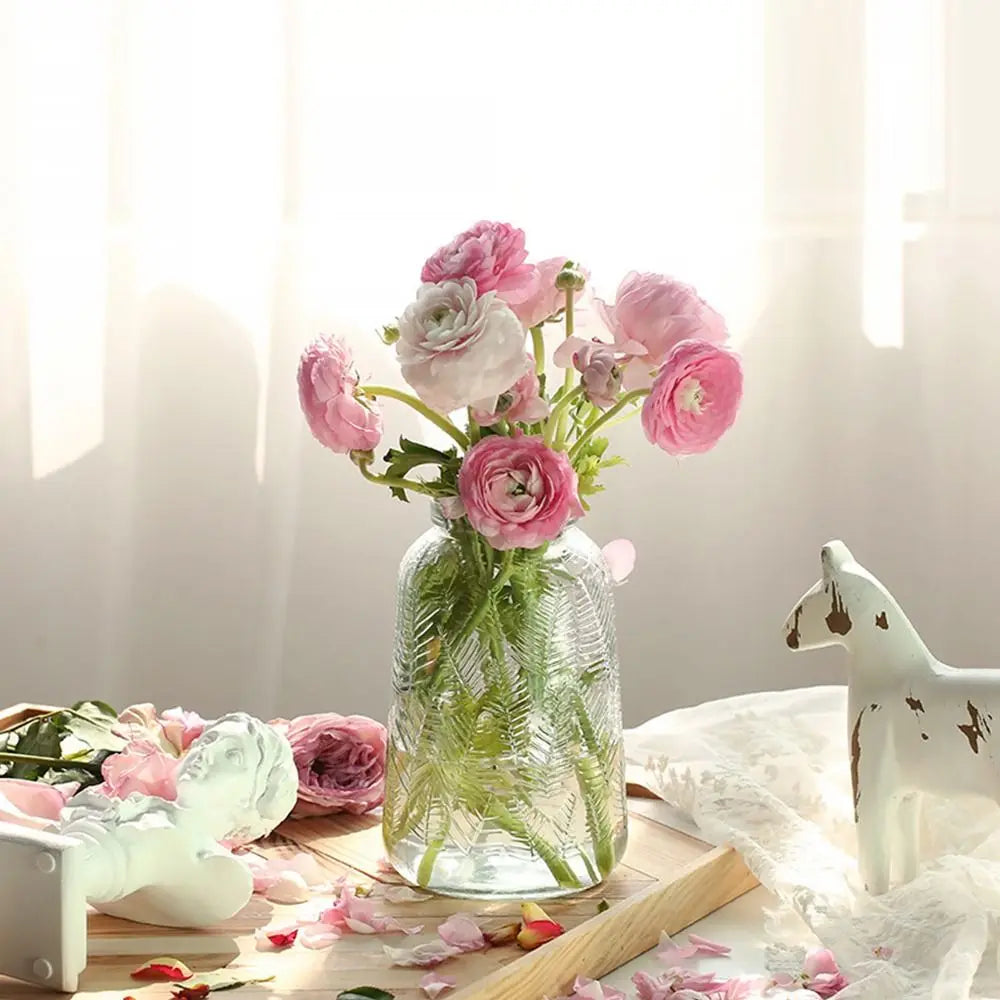 Retro Hydroponic Plant Vase Transparent Glass Vase INS Flower Vase Desktop Ornaments Home Decoration Wedding Party Supplies
