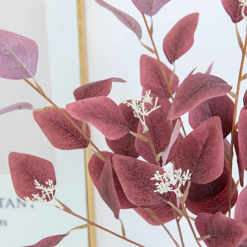 Artificial Plants Fake Leaves Three Pronged Eucalyptus Bonsai Home Decorations Outdoor Dining Table Office Decor Shooting props