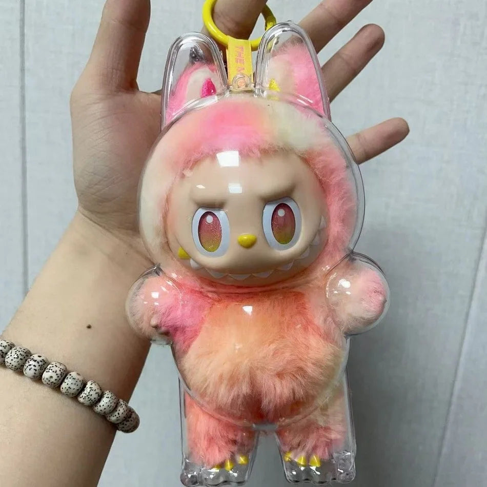 Labubu Case Sitting Party Transparent Protective Shell Dust Cover Protect Knapsack Hanging Decorations Christmas Gift Kids Toy