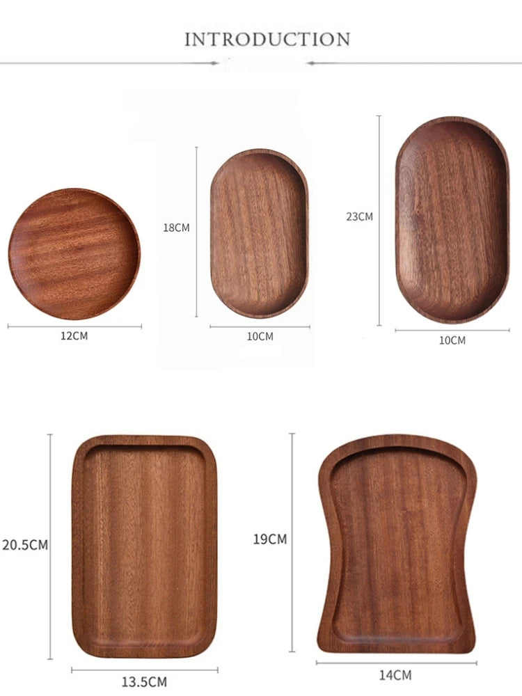 Solid Wood Serving Tray Oval Tea Tray Decorative Wood Plate Fruit Tray Vegetable Platter Home Bread Dessert Cake Plate Tableware