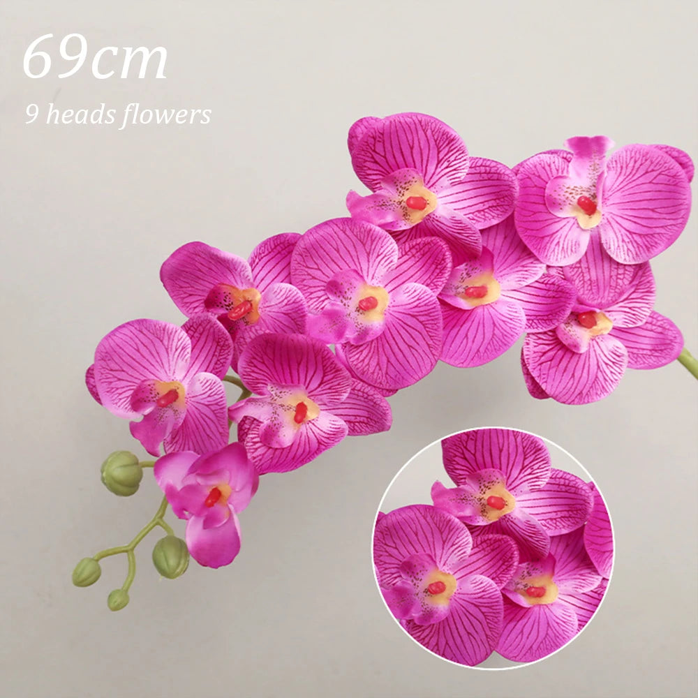 1pc Artificial Phalaenopsis Flowers 27in Orchid Realistic Fake Flower Branch for Home Room Floral Arrangement Wedding Decoration