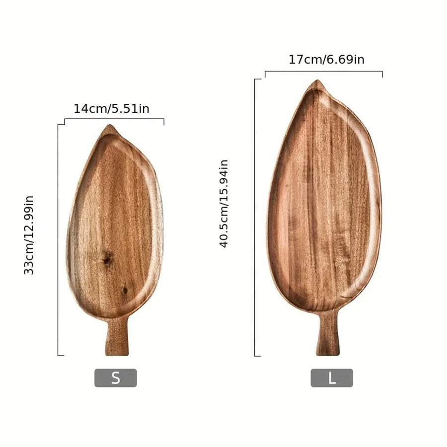 Tray Wooden Leaf Shaped Afternoon Tea Tray Western Sushi Tray Dessert Fruit Meal Tray Food Tray Wooden Waterproof