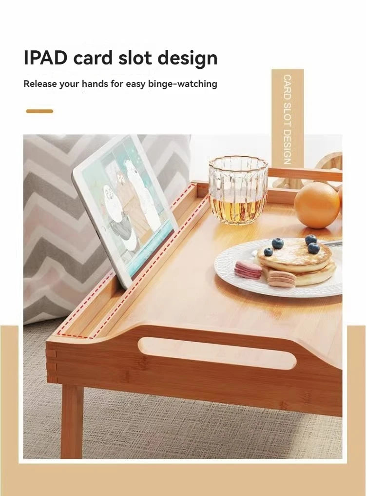 Bamboo breakfast table, bedroom, foldable computer desk, bed, lazy laptop, tablet table, children's study desk