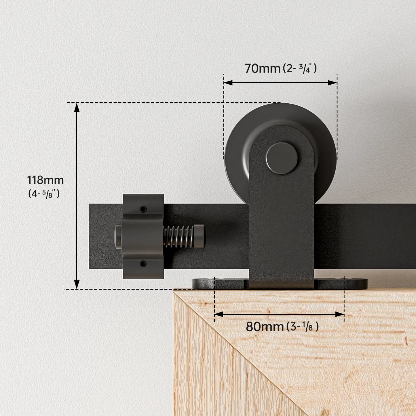WOLFBIRD Sliding Barn Door Hardware Kit T Shape Roller + Durable Splice Track Suitable for Single Door Stable Rail System