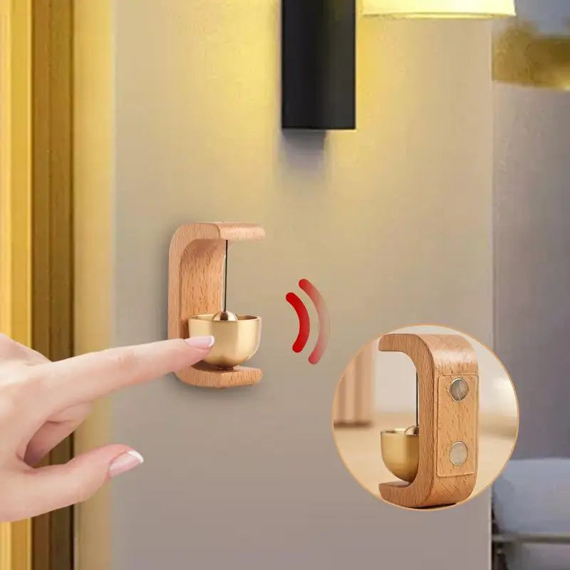 Magnetic Door Bell Natural Wooden Brass Doorbell Chime With Double-sided Tape For Home Doorbell Housewarming Gift