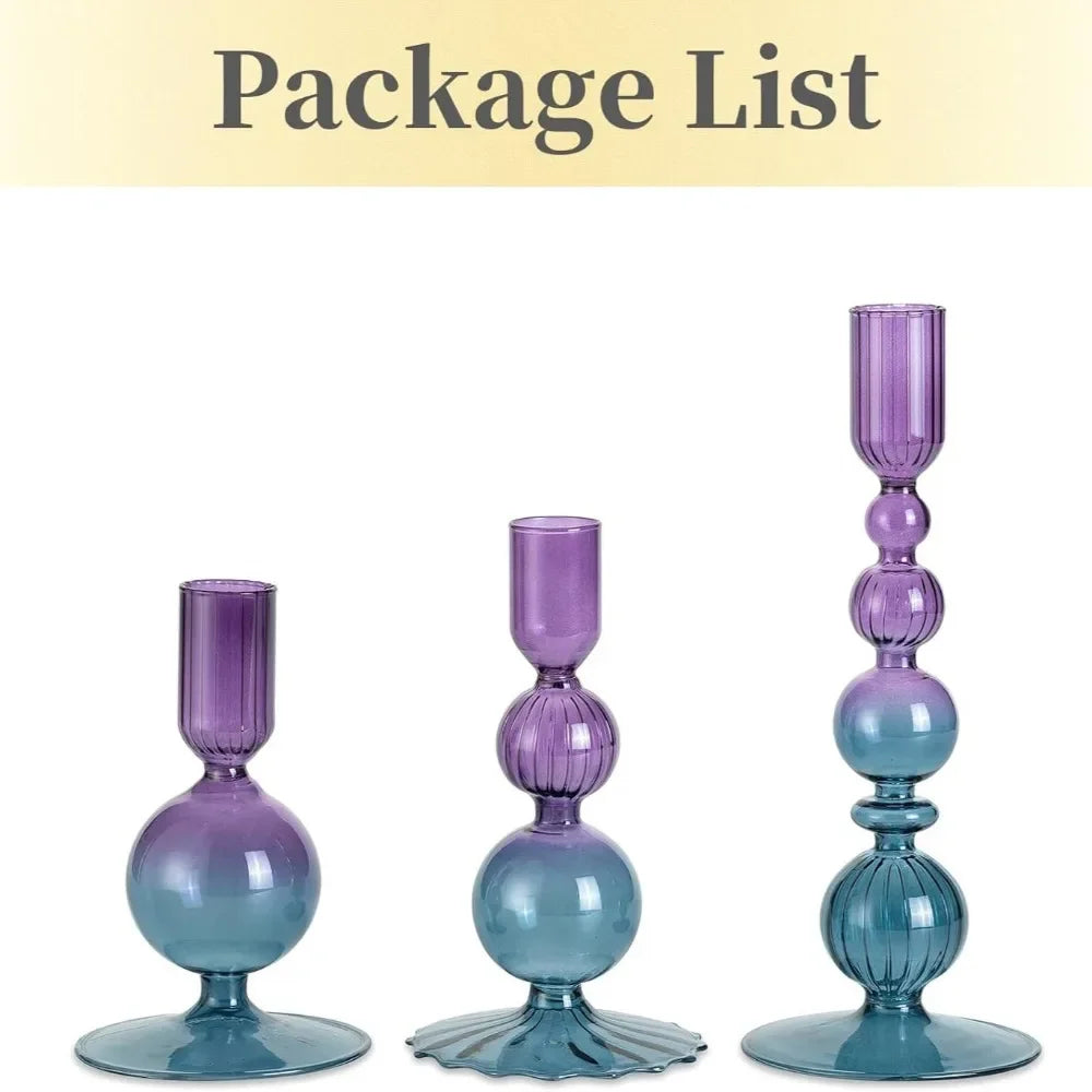 3Pcs/set Glass Candle Holders Crystal Ribbed Candlestick Romantic Wedding Candelabra Home Decor Vase Table Centerpieces Wedding