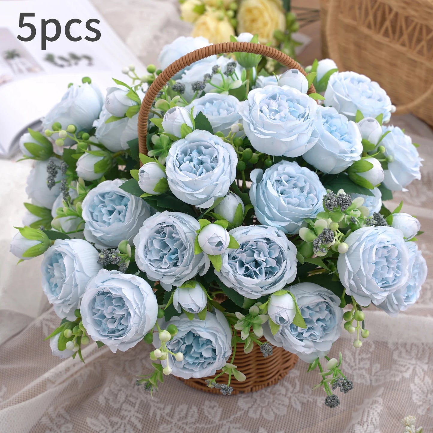 1pc Artificial Flower for Decoration Fake Flowers Silk Peony Faux Bouquet Plastic Arrangements for Home Bridal Wedding Party