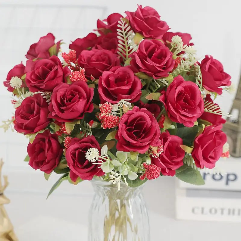 Artificial Rose Flowers Bouquet Silk Fake Flowers for Home Room Decor Garden Wedding Decoration Party Table Center DIY Ornaments