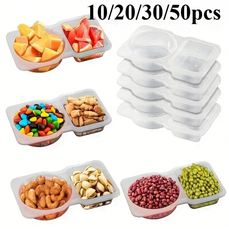 Collapsible Double Compartment Food Containers-Portable Kitchen&Picnic Essentials,Lunch Box Organizer,Transparent Storage