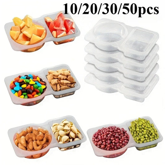 Collapsible Double Compartment Food Containers-Portable Kitchen&Picnic Essentials,Lunch Box Organizer,Transparent Storage