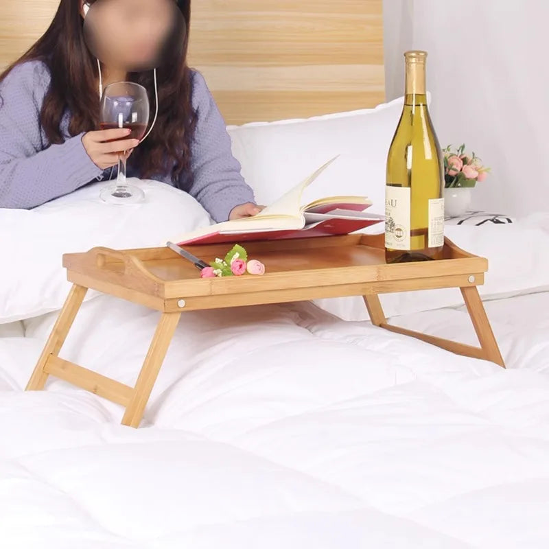 Bed tray, folding dining tray, wooden bamboo tea tray, picnic table, bed with postpartum meal tray, footboard vegetable tray, fr