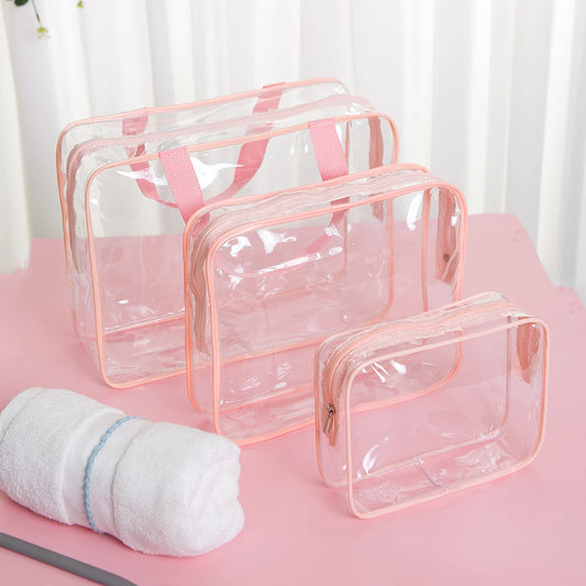 1pc Pvc Transparent Waterproof Portable Makeup Bag, Suitable For Business Trips, Toiletries, Cosmetics Storage