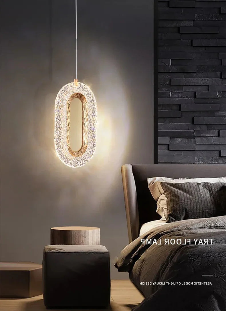 Nordic Luxury Bedside Chandelier Long Line Living Room Background Wall Light Study Chandelier Bedroom Bedside Small Chandelier
