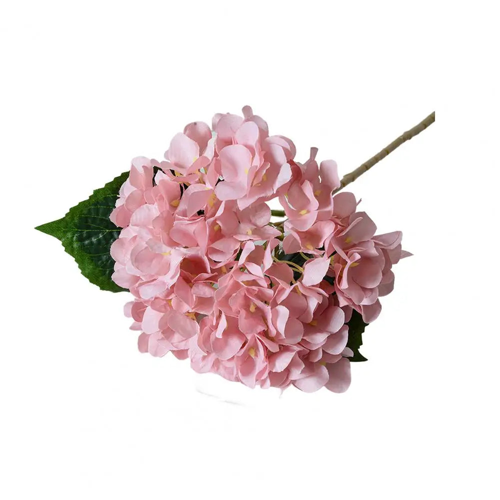 Realistic Fake Flowers Elegant Artificial Hydrangea with Green Leaves Stem for Wedding Home Decor Realistic Fake for Office