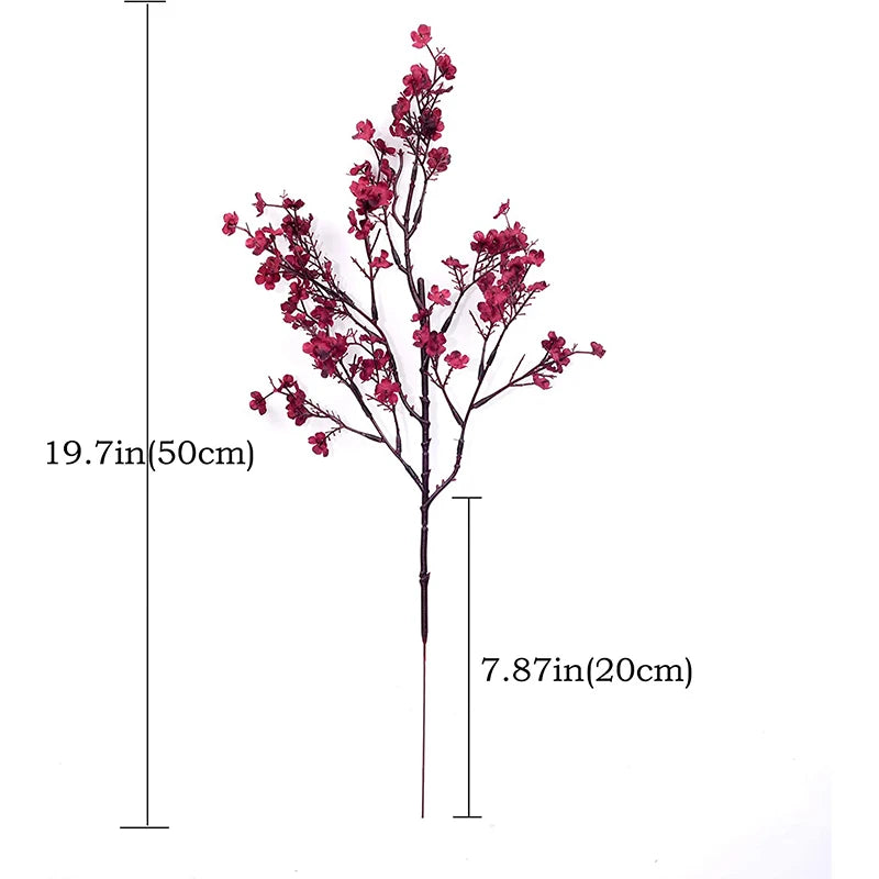 White Artificial Flowers Cherry Blossoms Gypsophila Fake Plants DIY Wedding Bouquet Vases for Home Decor Faux Festival Branch
