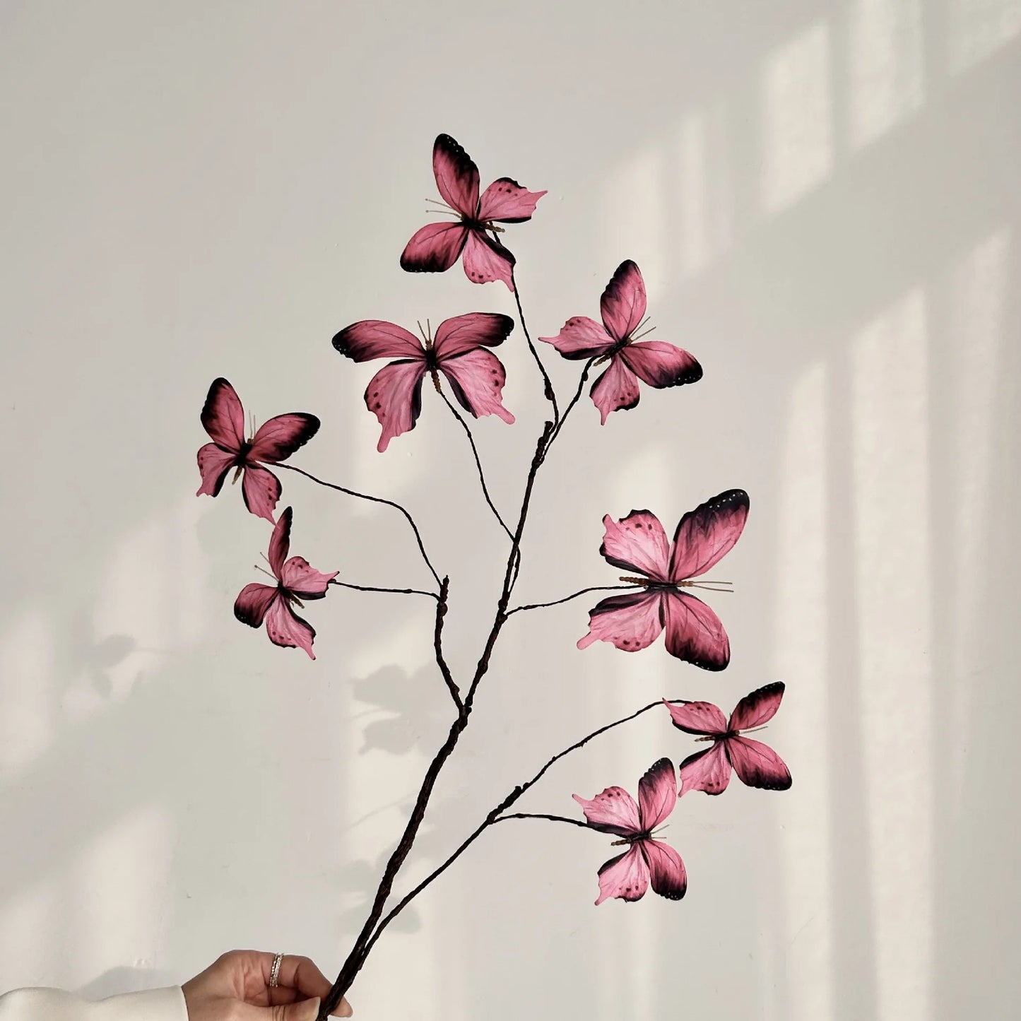 27.6 Inch Artificial Butterfly Flowers with Dried Branches Faux Floral Arrangement for Home Decor Window Display Wedding