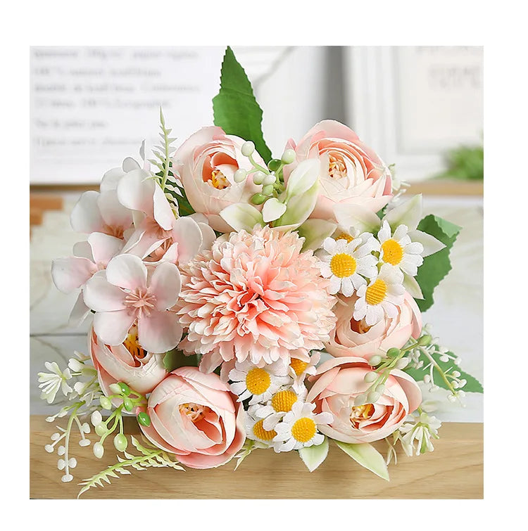 1pc Artificial Flower for Decoration with 7 Fake Flowers Faux Bouquet Arrangements for Home Bridal Wedding Party Chrysanthemum